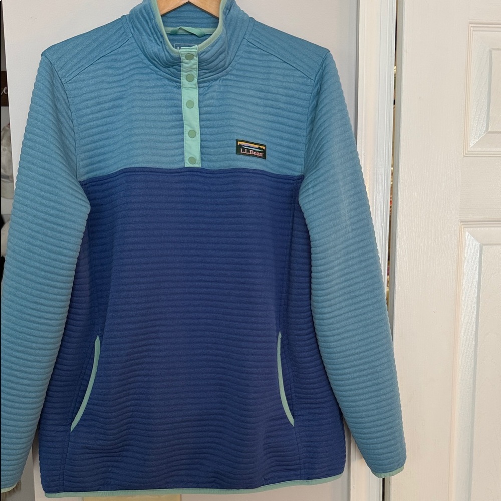 L.L. Bean Blue and Teal Cowl Neck Sweater